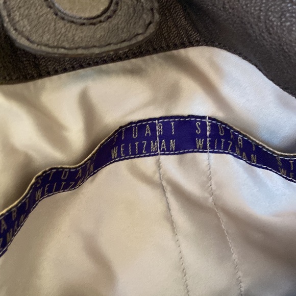 Stuart Weitzman Beautiful Shimmering Bronze Denim Logo Bag NewWithTags - Picture 10 of 15